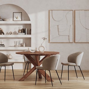 Lot de 2 chaises en tissu bouclé beige et pieds en métal - groom