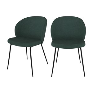 Lot de 2 chaises vertes en tissu bouclette et pied en métal - groom