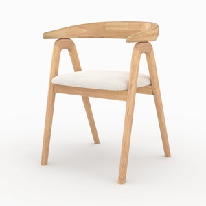 Chaise en bois d'hévéa clair et tissu bouclé crème - hawa