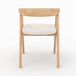 Chaise en bois d'hévéa clair et tissu bouclé crème - hawa