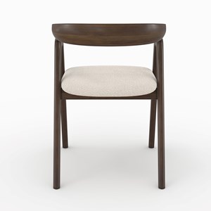 Chaise en bois d'hévéa foncé et tissu bouclé crème - hawa