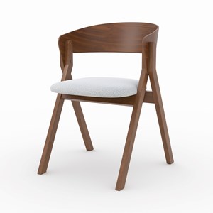 Chaise en bois d'hévéa et tissu gris clair - héloïse