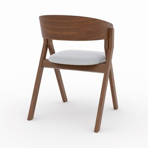 Chaise en bois d'hévéa et tissu gris clair - héloïse