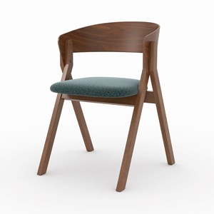 Chaise en bois d'hévéa et tissu vert chiné - héloïse