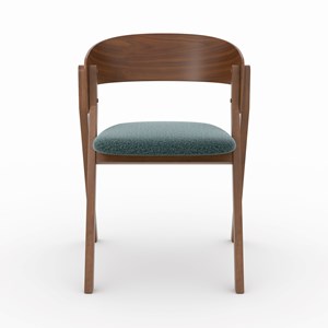 Chaise en bois d'hévéa et tissu vert chiné - héloïse