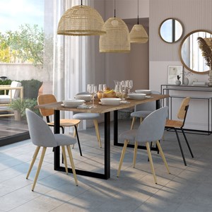 Lot de 2 chaises en bois plaqué frêne et pieds en métal - hoodie