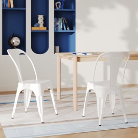 Lot de 2 chaises en métal blanc mat - indus