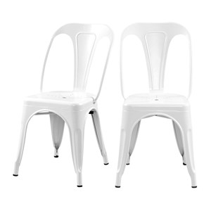 Lot de 2 chaises en métal blanc mat - indus