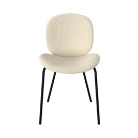 Lot de 2 chaises en tissu bouclé beige et pieds en métal noir - iris