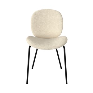 Lot de 2 chaises en tissu bouclé beige et pieds en métal noir - iris