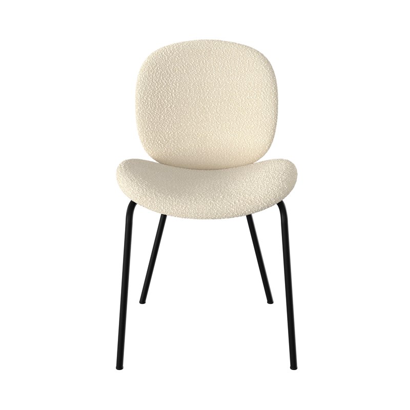 Lot de 2 chaises en tissu bouclé beige et pieds en métal noir - iris