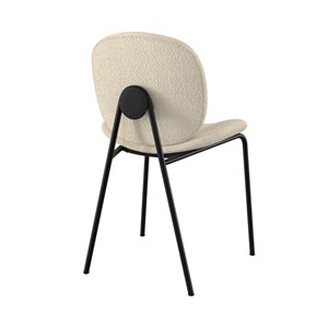 Lot de 2 chaises en tissu bouclé beige et pieds en métal noir - iris