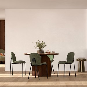 Lot de 2 chaises en tissu bouclé vert et pieds en métal noir - iris