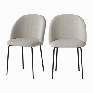 Lot de 2 chaises en tissu bouclette beige - karl