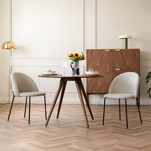 Lot de 2 chaises en tissu bouclette beige - karl