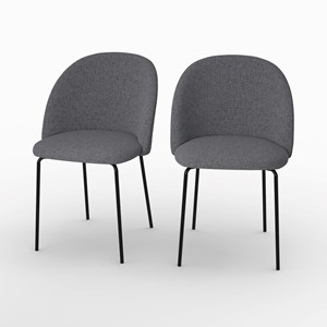 Lot de 2 chaises en tissu chiné gris foncé - karl