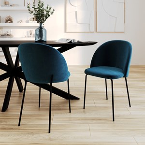 Lot de 2 chaises en velours bleu foncé - karl