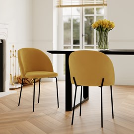Lot de 2 chaises en velours jaune moutarde - karl