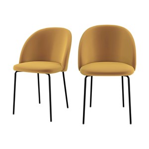 Lot de 2 chaises en velours jaune moutarde - karl