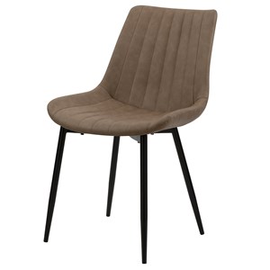 Lot de 2 chaises en cuir synthétique taupe et métal noir - killi