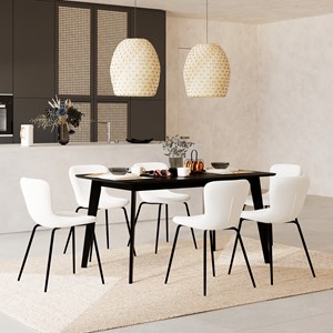 Lot de 2 chaises effet laine bouclette blanche et pieds en métal - koko