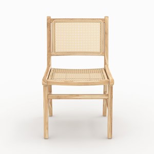 Lot de 2 chaises en bois de teck et rotin - kyla
