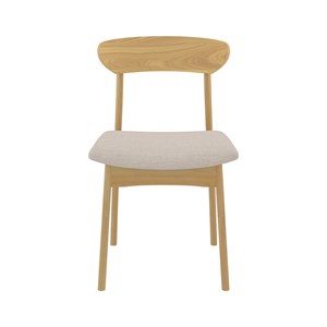Lot de 2 chaises en tissu beige et bois clair - lana