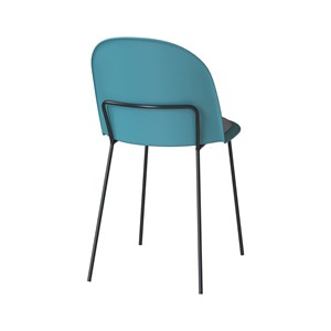 Lot de 2 chaises bleues en plastique, tissu gris et pieds en métal - lulu