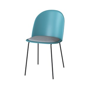 Lot de 2 chaises bleues en plastique, tissu gris et pieds en métal - lulu