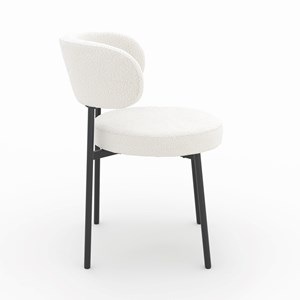 Lot de 2 chaises en tissu bouclé blanc cassé et pieds noirs - maëlie