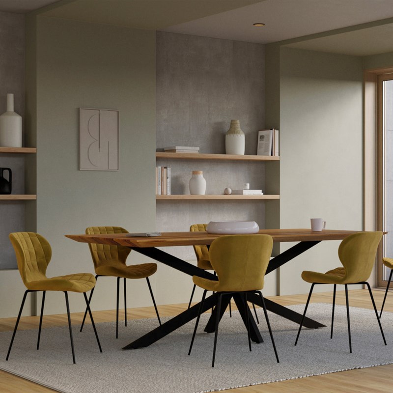 Lot de 2 chaises en velours jaune curry - mazzia