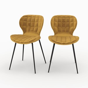 Lot de 2 chaises en velours jaune curry - mazzia