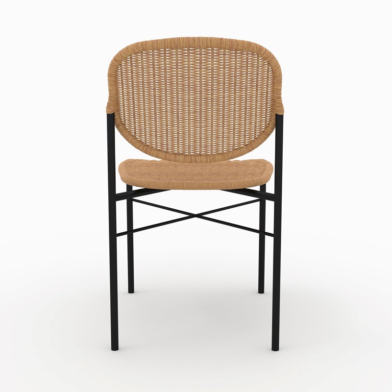 Lot de 2 chaises en résine tressée naturelle et pieds en métal - messa