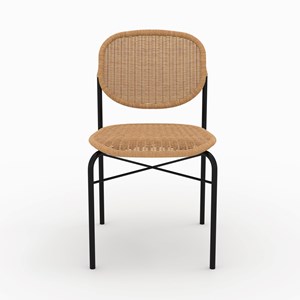 Lot de 2 chaises en résine tressée naturelle et pieds en métal - messa