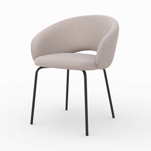 Chaise en tissu beige chiné et pieds noirs - milly