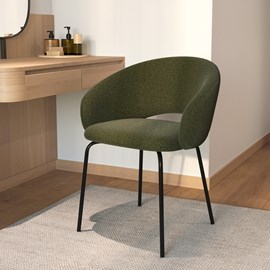 Chaise en tissu vert chiné et pieds noirs - milly