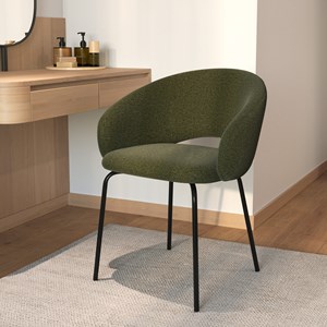 Chaise en tissu vert chiné et pieds noirs - milly