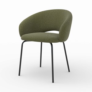 Chaise en tissu vert chiné et pieds noirs - milly