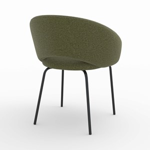 Chaise en tissu vert chiné et pieds noirs - milly