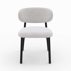 Lot de 2 chaises en tissu gris clair chiné et pieds en métal noir - nao