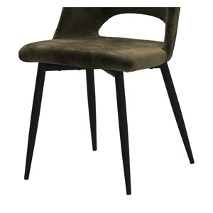 Lot de 2 chaises en velours vert et pieds en métal noir - pénélope