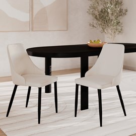 Lot de 2 chaises en tissu beige et pieds en métal - pipo