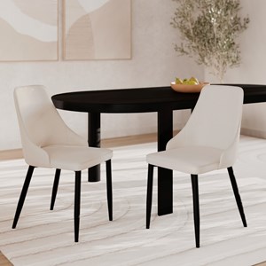 Lot de 2 chaises en tissu beige et pieds en métal - pipo