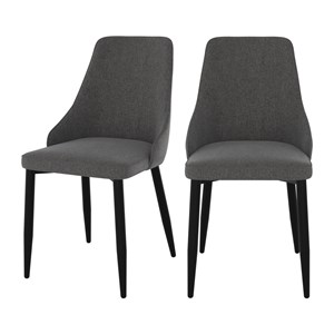 Lot de 2 chaises en tissu gris foncé et pieds en métal - pipo