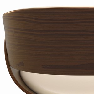 Chaise en cuir synthétique beige et bois plaqué noyer - polo