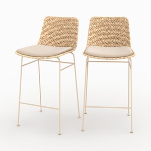 Lot de 2 chaises pour îlot central 66 cm en matière naturelle - faro