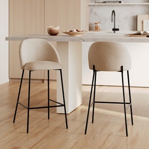 Lot de 2 chaises pour îlot central en tissu bouclé beige 66 cm - karl