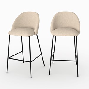 Lot de 2 chaises pour îlot central en tissu bouclé beige 66 cm - karl