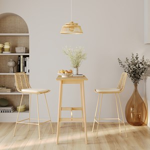 Lot de 2 chaises pour îlot central 66 cm en rotin naturel - tamara