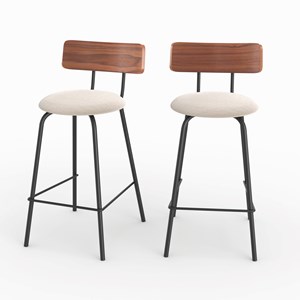 Lot de 2 chaises pour îlot central 64 cm en tissu beige - alize